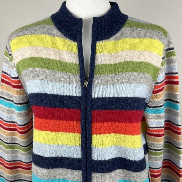 Express Jeans Lambswool Full Zip Stripe Multicolor Sweater Indie Y2K 90’s Sz L - Picture 4 of 14